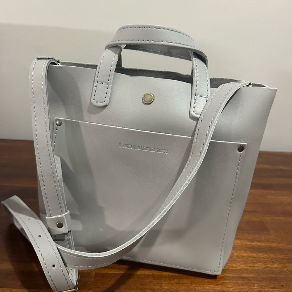 Portland Leather Formal Gray Mini Crossbody with organizer insert